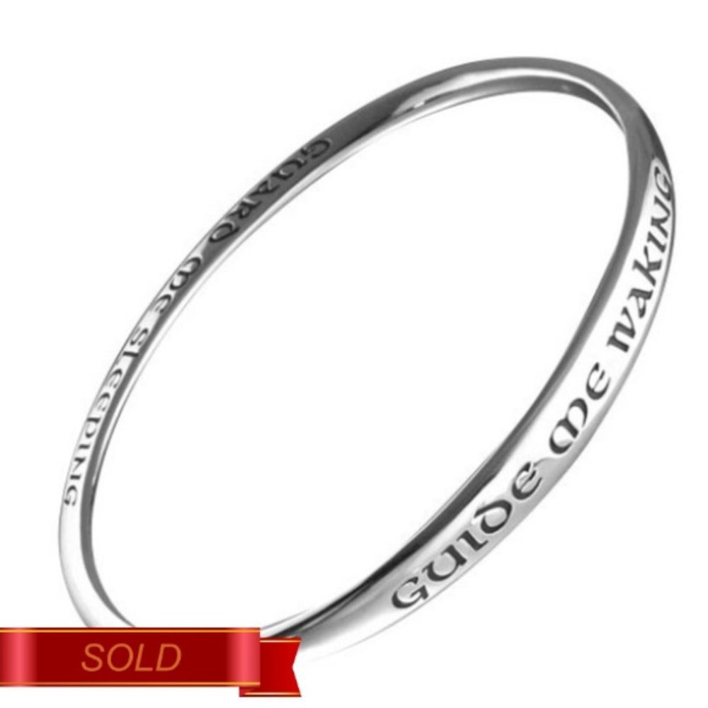 STERLING SILVER .925 MOBIUS bangle w prayer Celtic - Picture 1 of 2